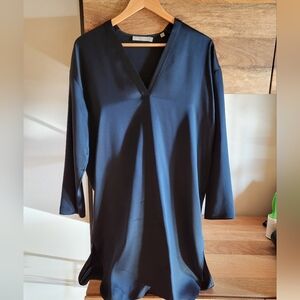 Vince 100% Silk Long-sleeved Navy Tunic Dress, Size XS